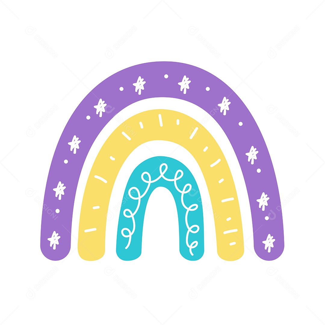 Arco Íris Coloridos Com Simples No Estilo Boho Vetor EPS