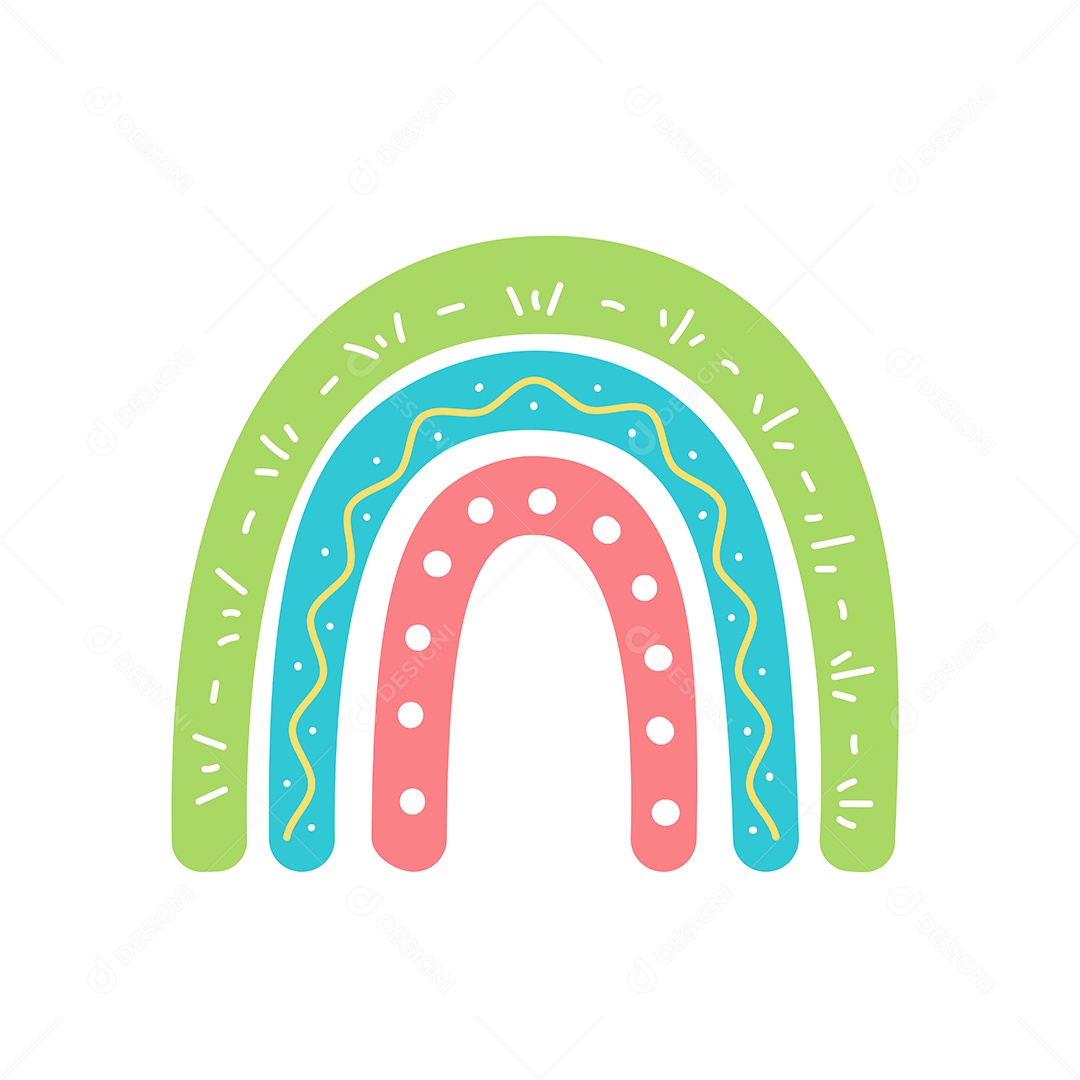 Arco Íris Coloridos Com Simples No Estilo Boho Vetor EPS