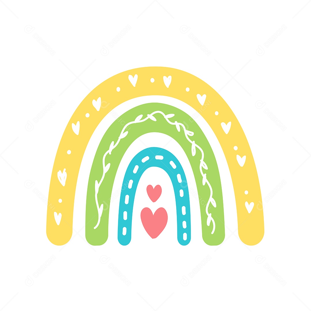 Arco Íris Coloridos Com Simples No Estilo Boho Vetor EPS