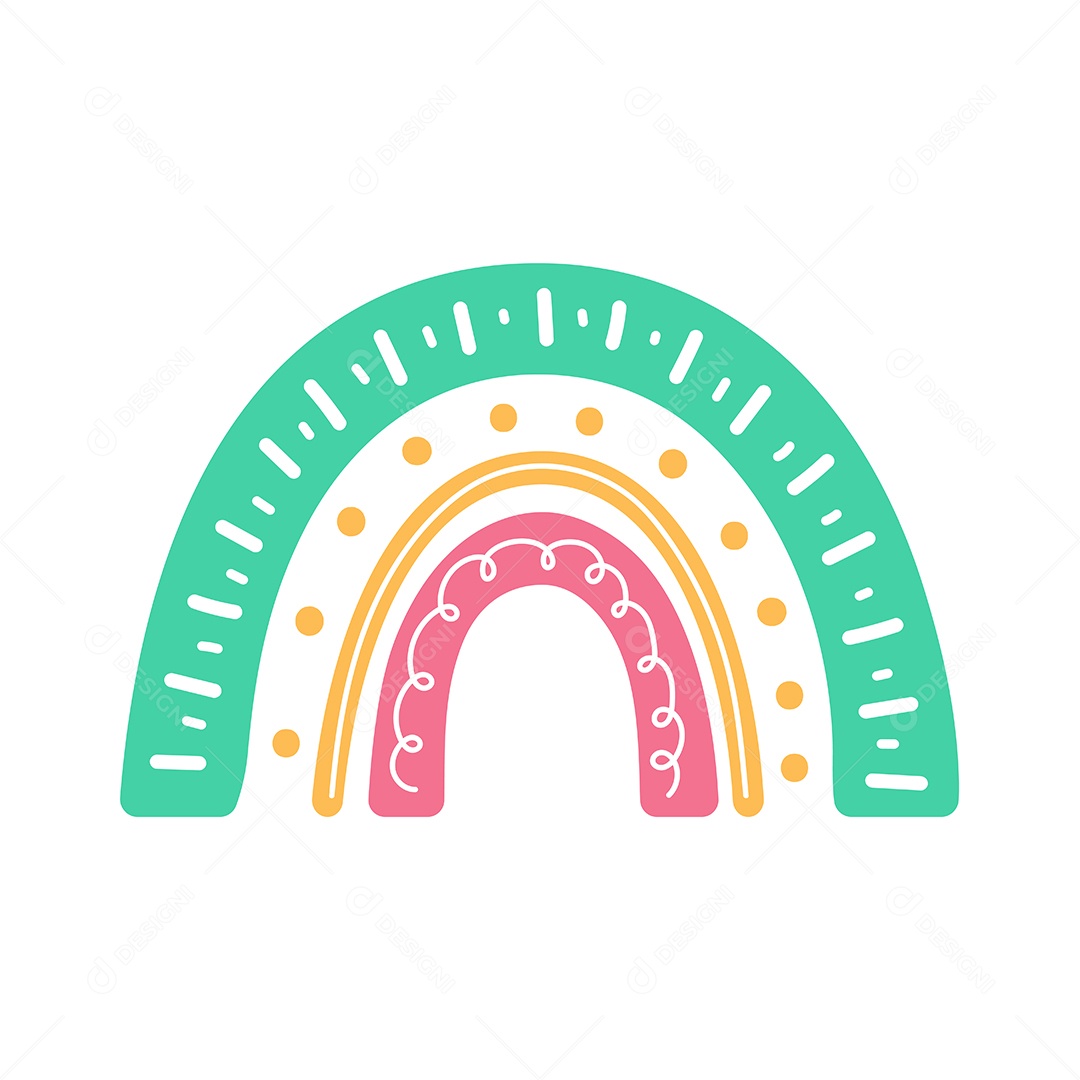 Arco Íris Coloridos Com Simples No Estilo Boho Vetor EPS