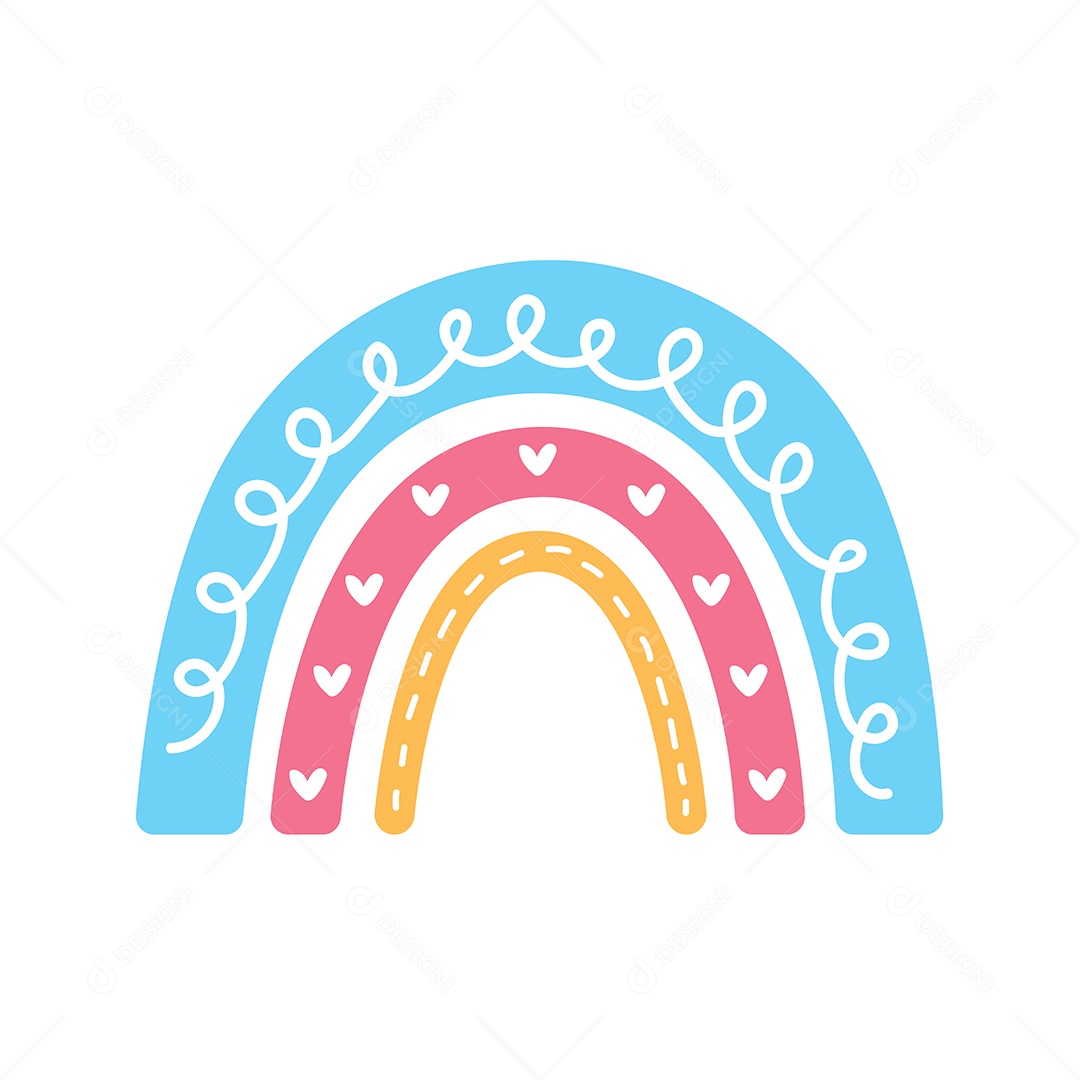 Arco Íris Coloridos Com Simples No Estilo Boho Vetor EPS