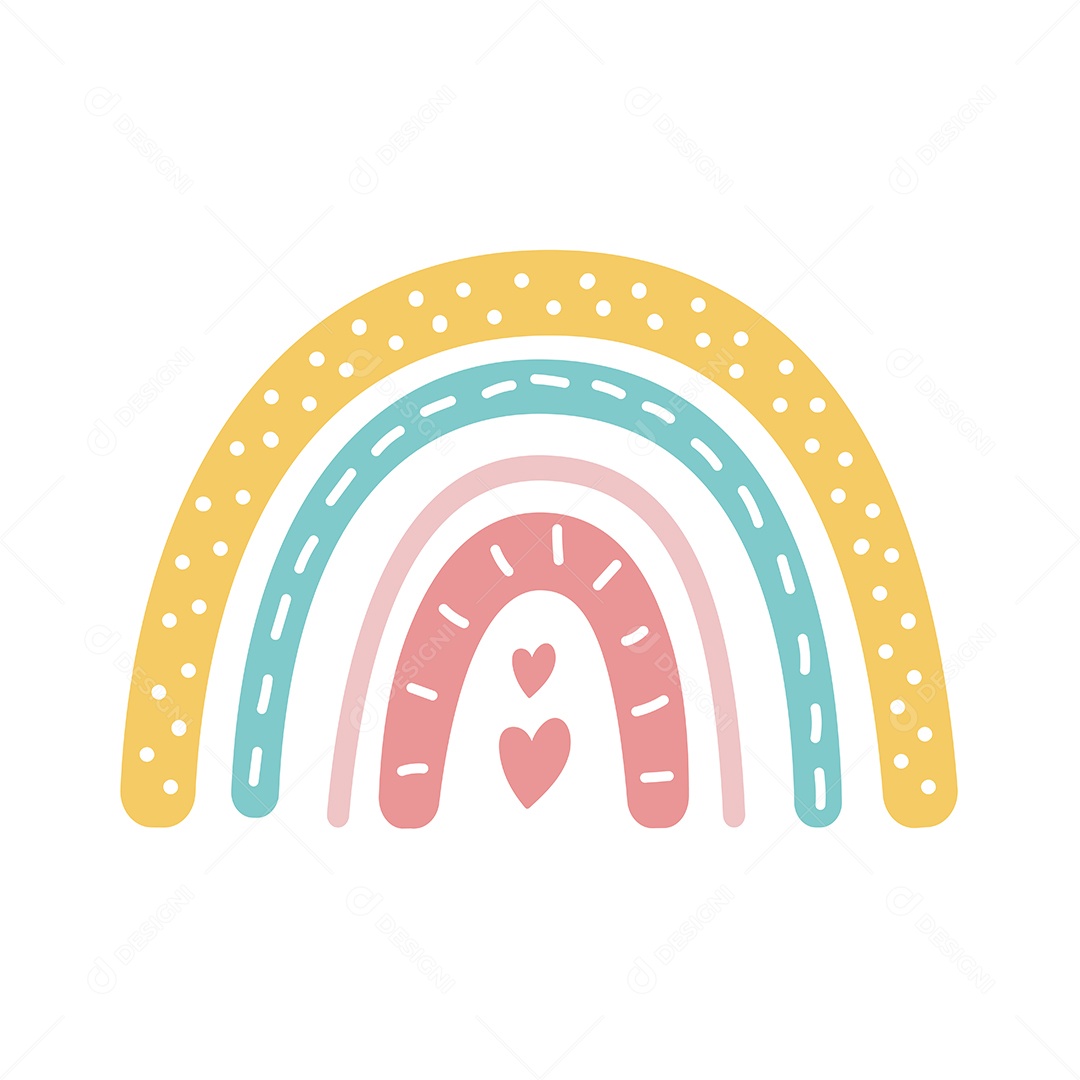 Arco Íris Coloridos Com Simples No Estilo Boho Vetor EPS