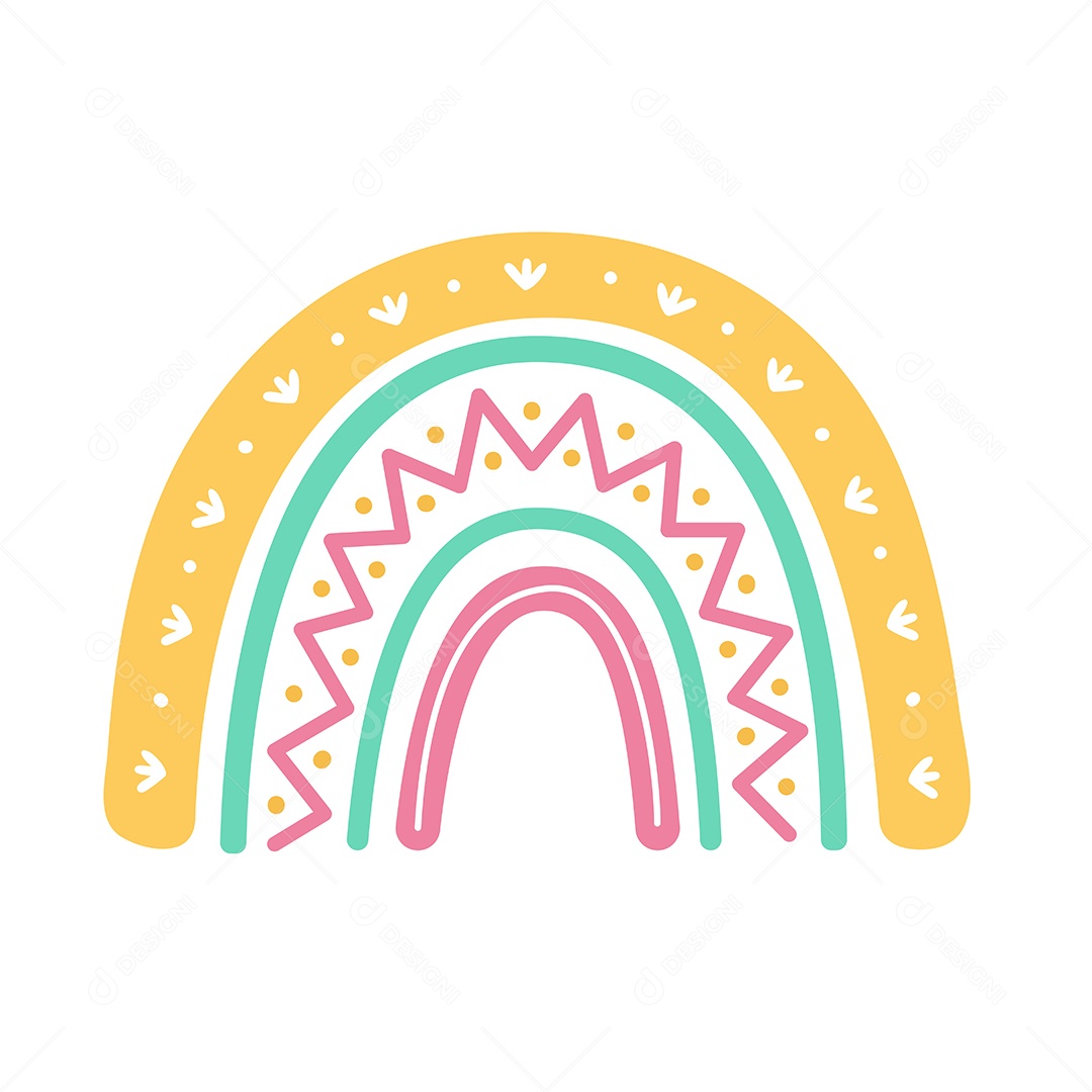 Arco Íris Coloridos Com Simples No Estilo Boho Vetor EPS