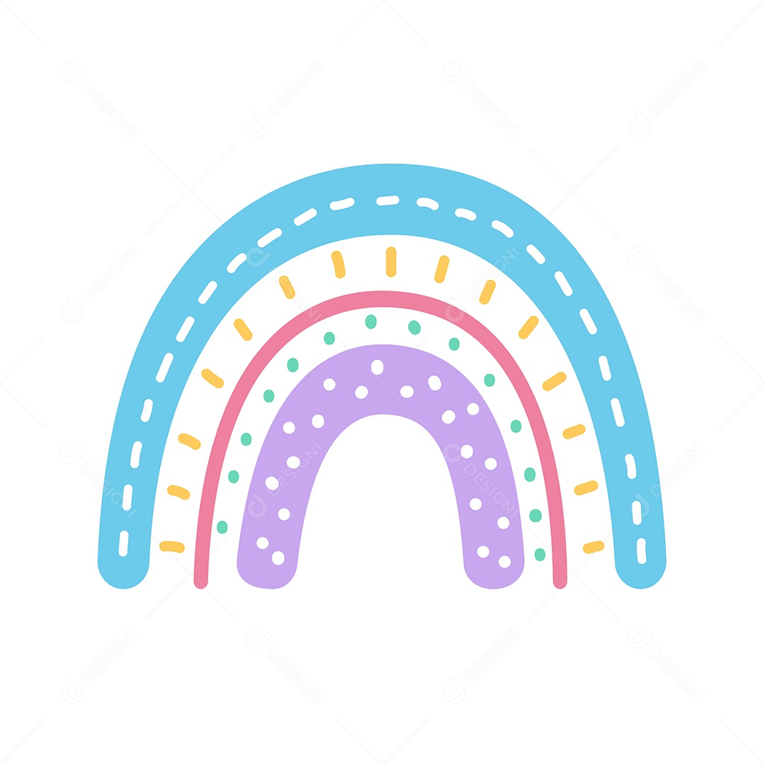 Arco Íris Coloridos Com Simples No Estilo Boho Vetor EPS