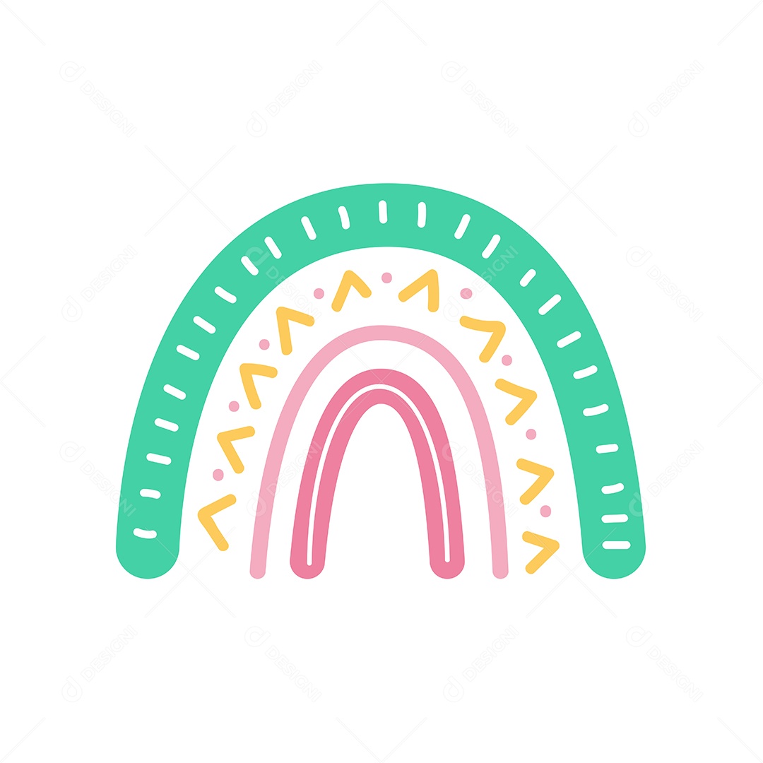 Arco Íris Coloridos Com Simples No Estilo Boho Vetor EPS