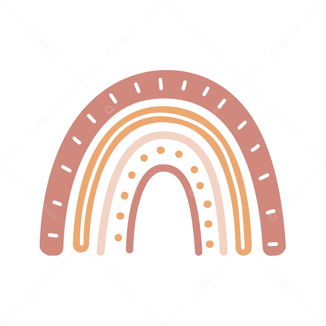 Arco Íris Coloridos Com Simples No Estilo Boho Vetor EPS