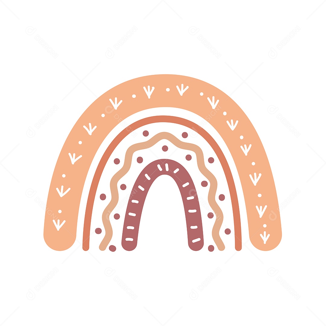 Arco Íris Coloridos Com Simples No Estilo Boho Vetor EPS