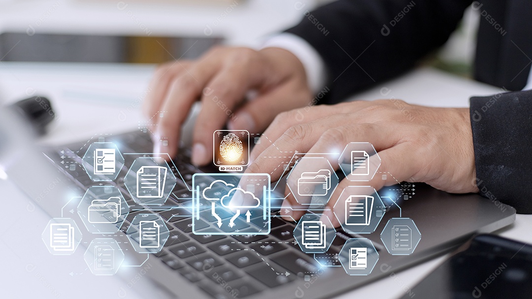 Digitalização de impressão digital e autenticação biométrica. sistema