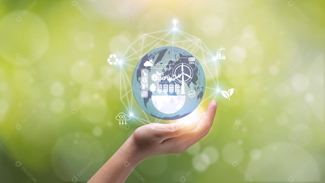 Conceito de ícone ESG na mão para ambiental, social e governança