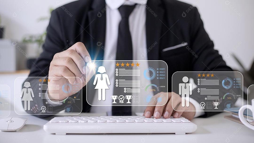 Recrutamento e Liderança. Consolidação de equipe. Selecione um líder de equipe. Conceito de negócios.