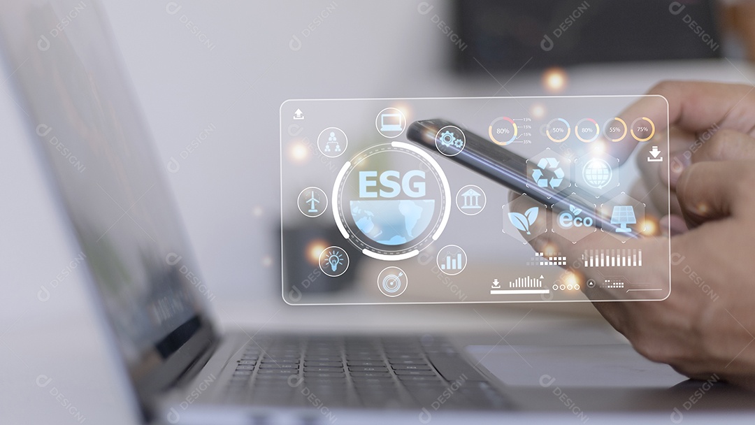 Conceito de investimento em estratégia de negócios de governança social ambiental ESG.