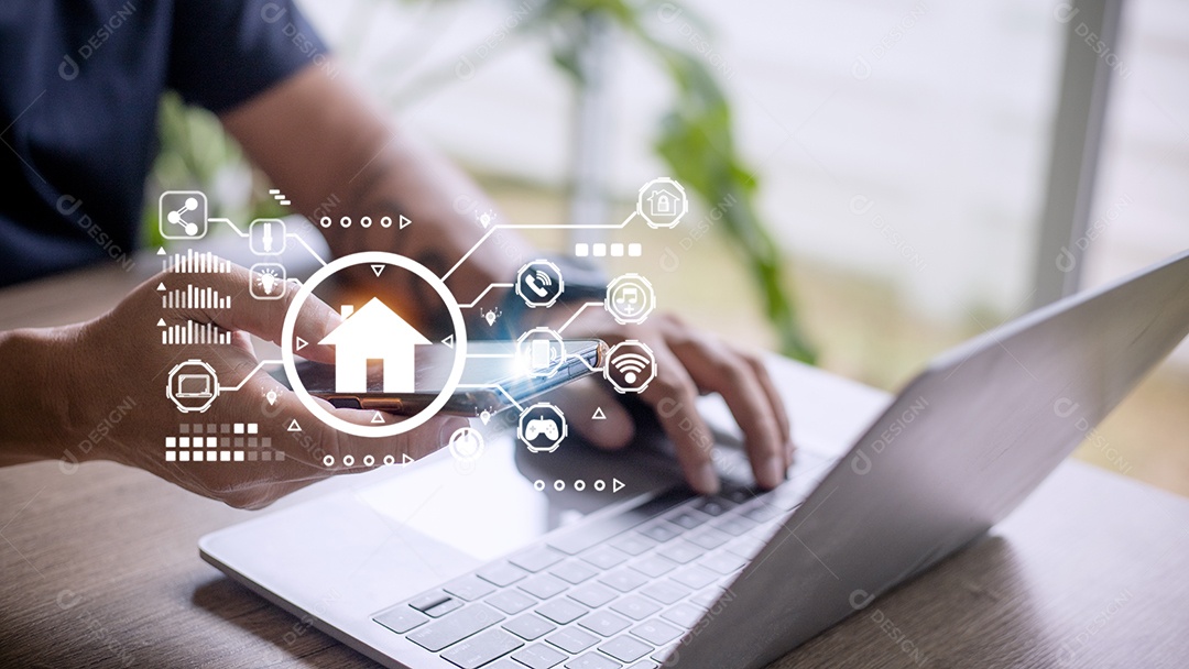 Controle de casa inteligente com Smartphone, Estilo de vida da pessoa no moderno