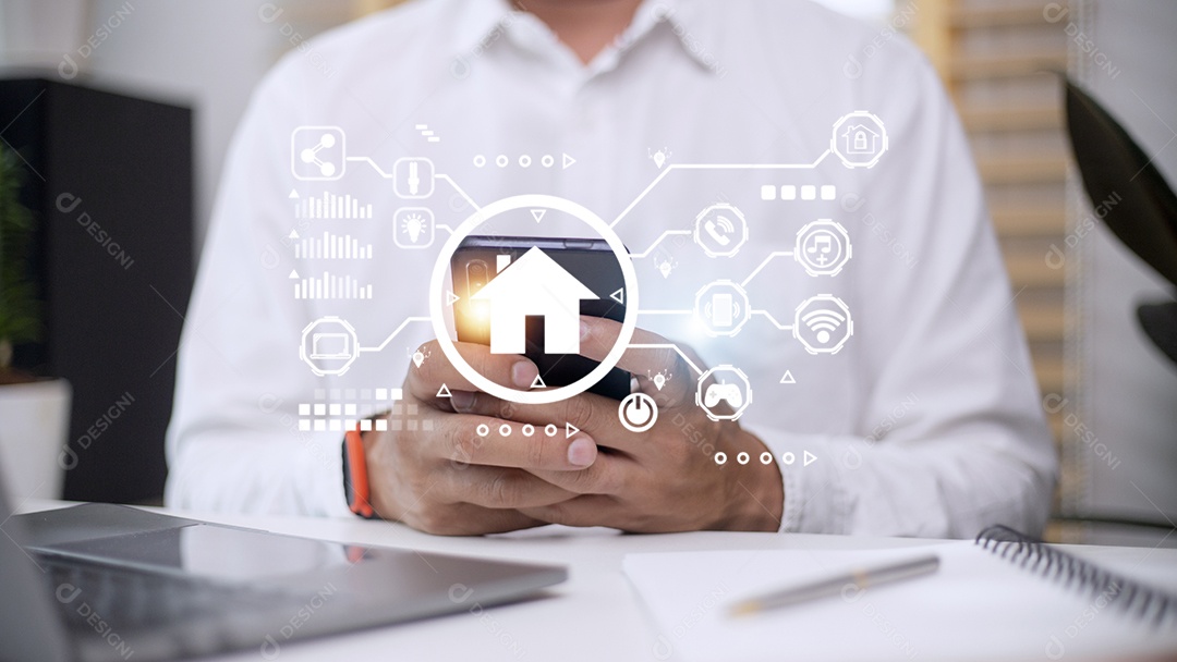 Controle de casa inteligente com Smartphone, Estilo de vida da pessoa no moderno