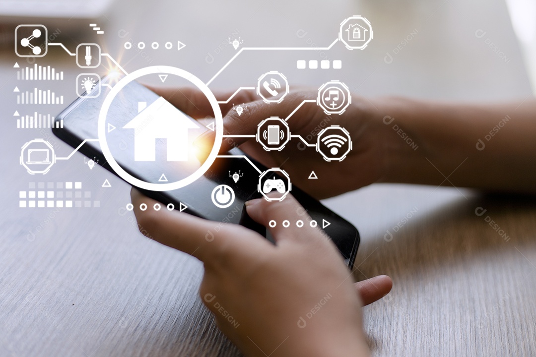 Controle de casa inteligente com Smartphone, Estilo de vida da pessoa no moderno