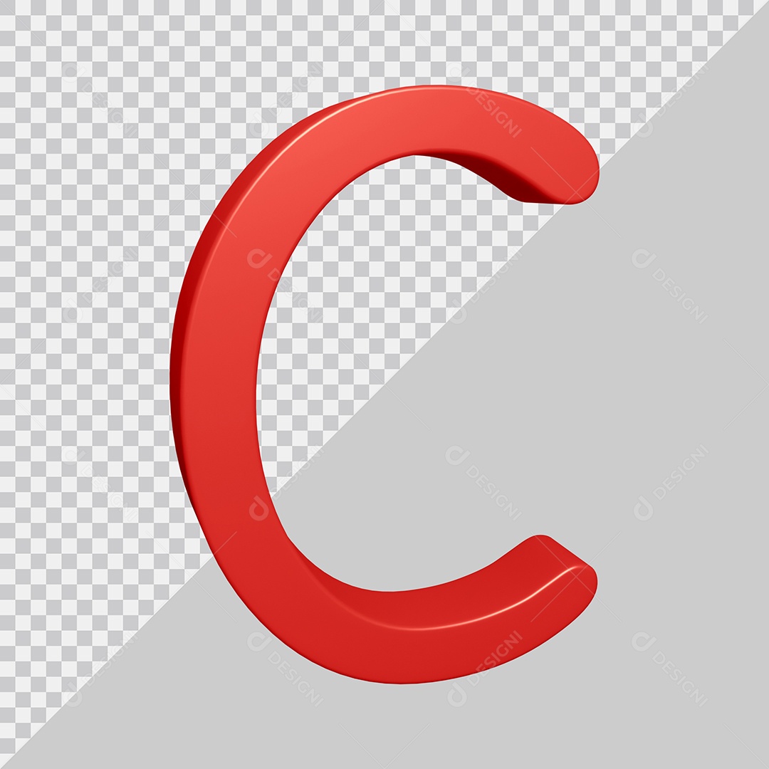 Elemento 3D Para Composição Letra C Vermelha PSD
