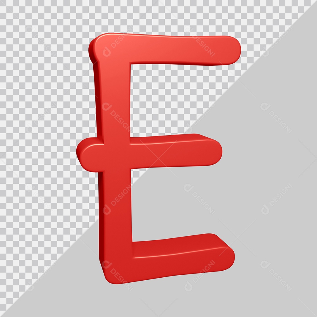 Elemento 3D Para Composição Letra E Vermelha PSD
