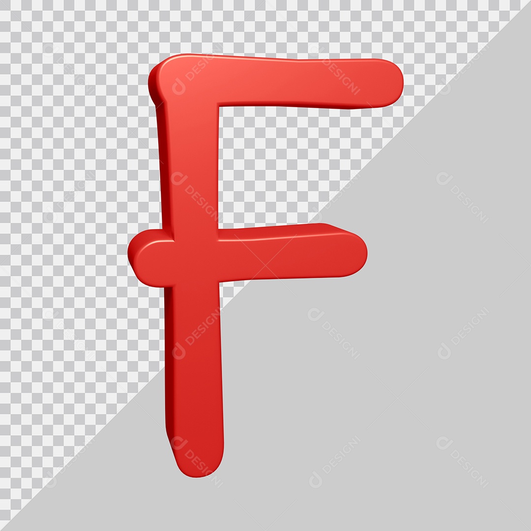 Elemento 3D Para Composição Letra F Vermelha PSD