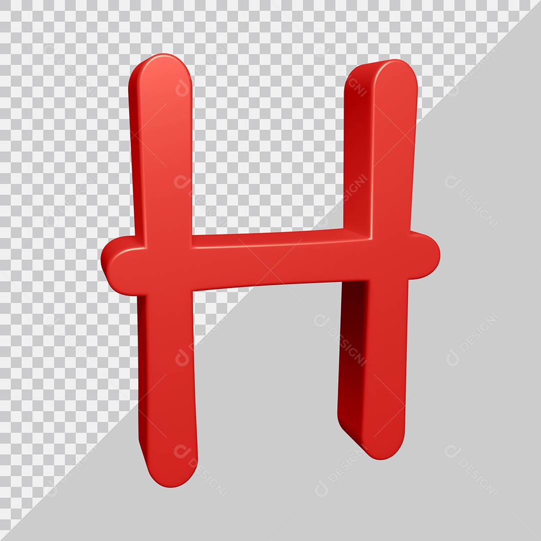 Elemento 3D Para Composição Letra H Vermelha PSD