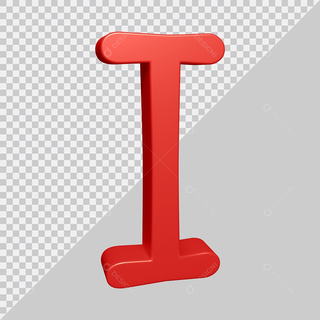 Elemento 3D Para Composição Letra I Vermelha PSD