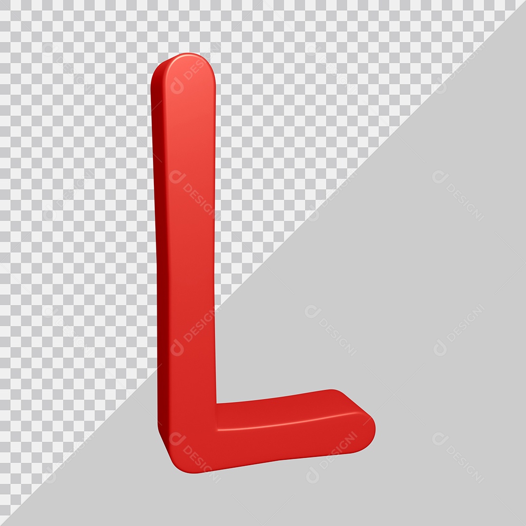 Elemento 3D Para Composição Letra L Vermelha PSD