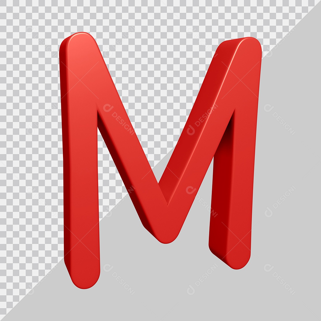 Elemento 3D Para Composição Letra M Vermelha PSD