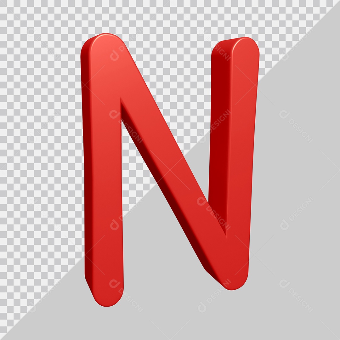 Elemento 3D Para Composição Letra N Vermelha PSD