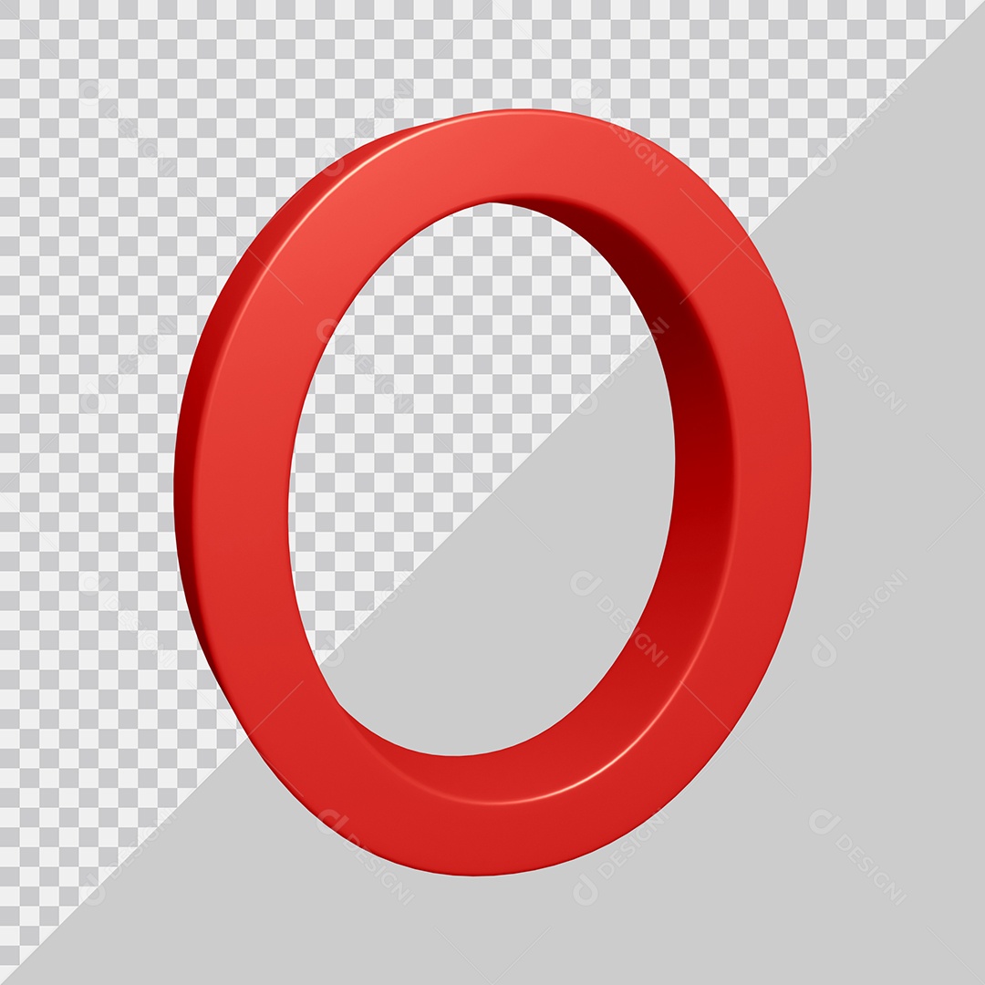 Elemento 3D Para Composição Letra O Vermelha PSD