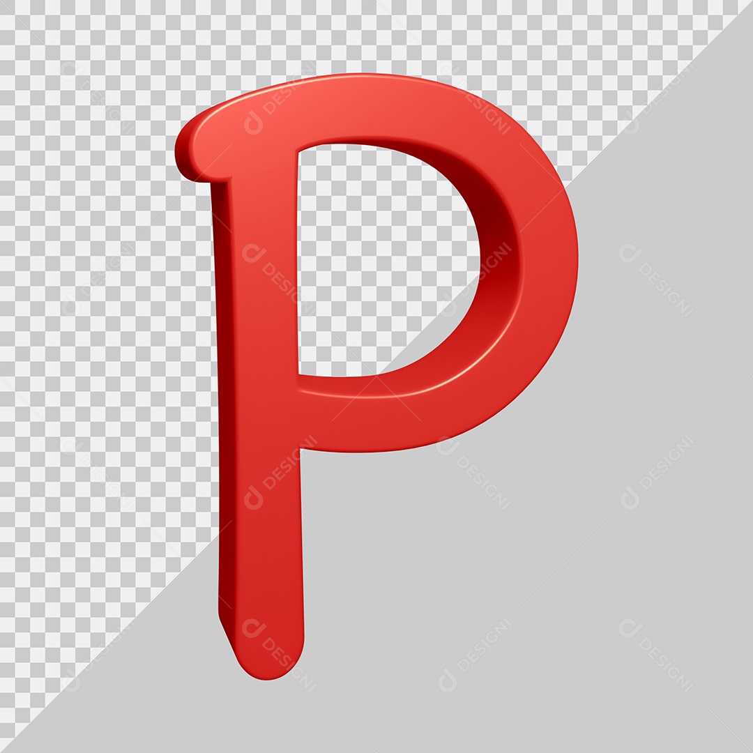Elemento 3D Para Composição Letra P Vermelha PSD