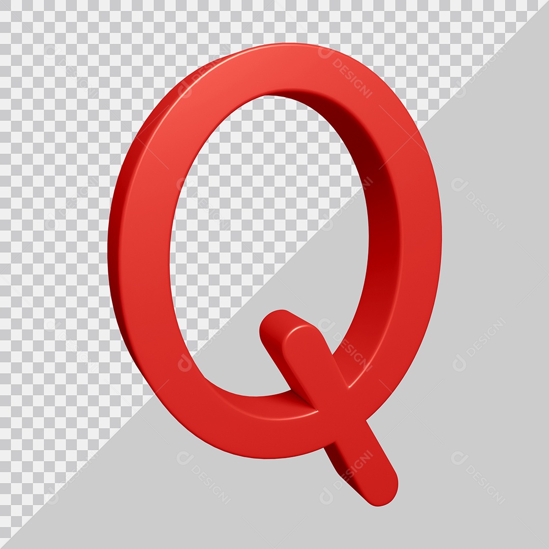 Elemento 3D Para Composição Letra Q Vermelha PSD