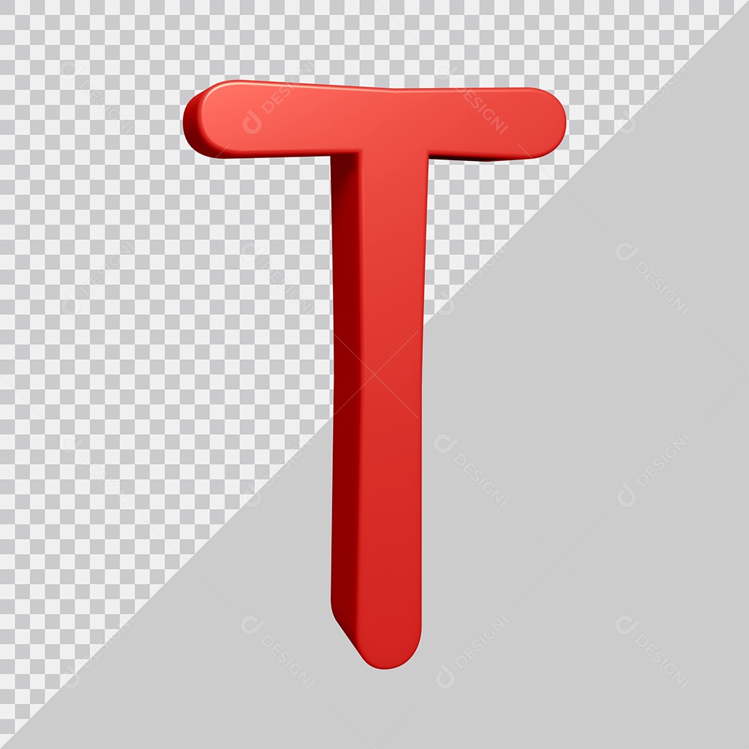 Elemento 3D Para Composição Letra T Vermelha PSD