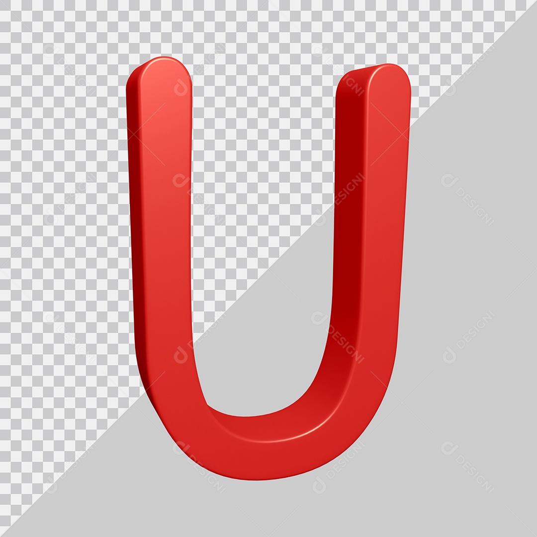 Elemento 3D Para Composição Letra U Vermelha PSD
