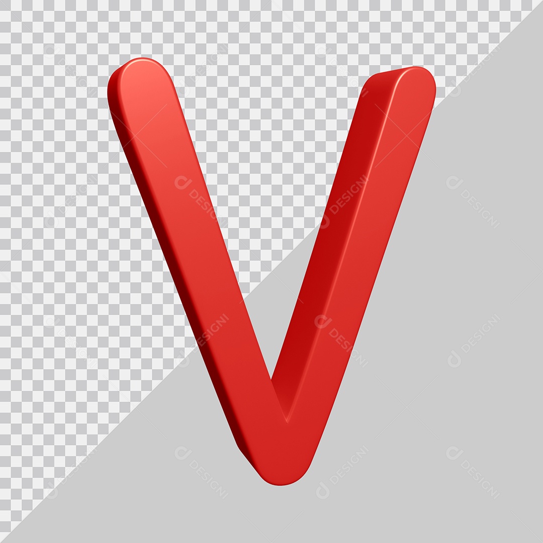 Elemento 3D Para Composição Letra V Vermelha PSD