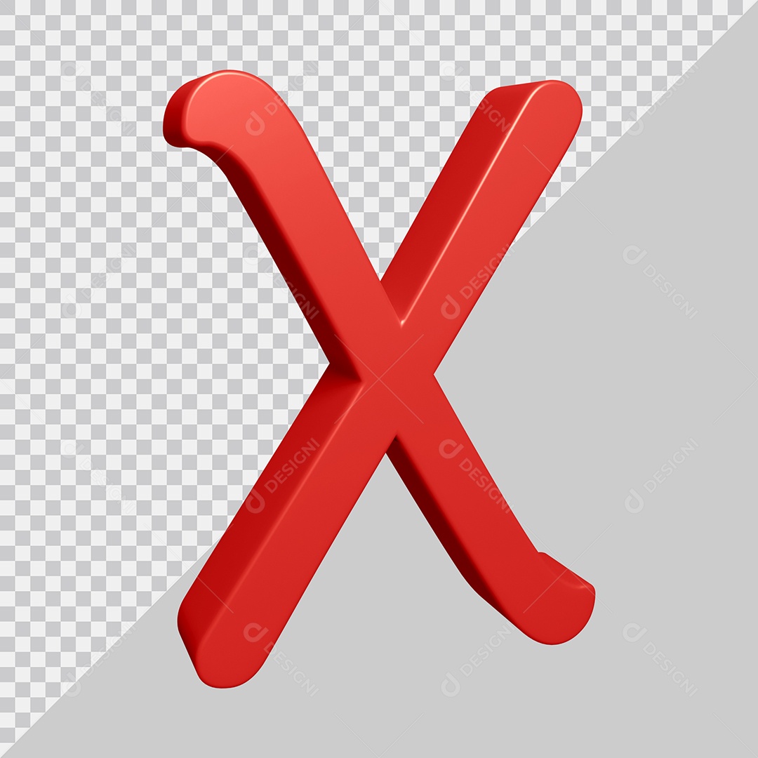 Elemento 3D Para Composição Letra X Vermelha PSD