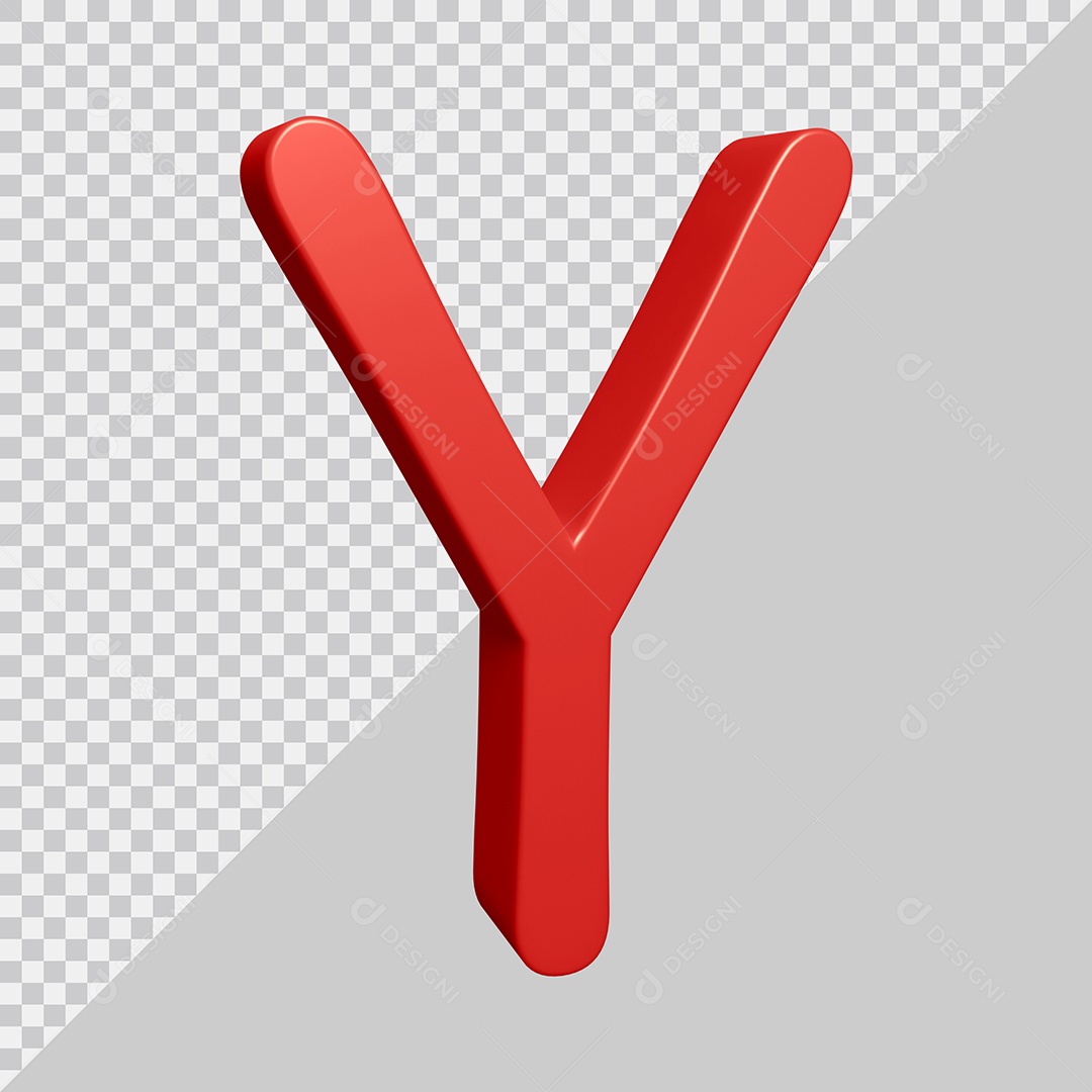 Elemento 3D Para Composição Letra Y Vermelha PSD