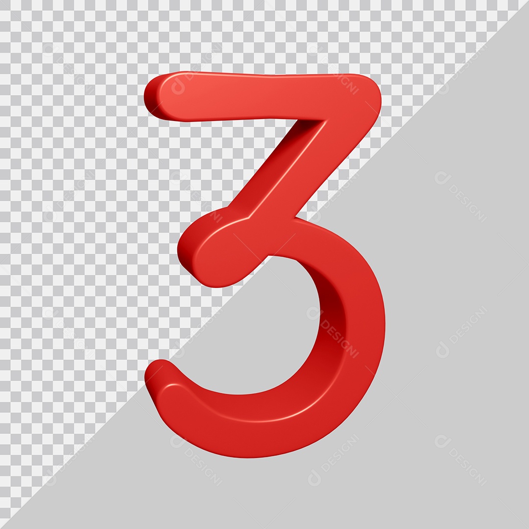 Elemento 3D Para Composição Número 3 Vermelha PSD