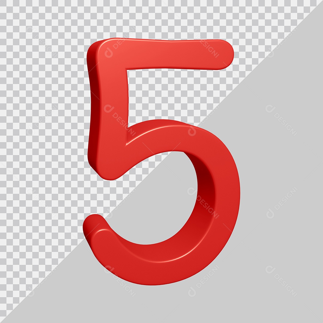 Elemento 3D Para Composição Número 5 Vermelha PSD