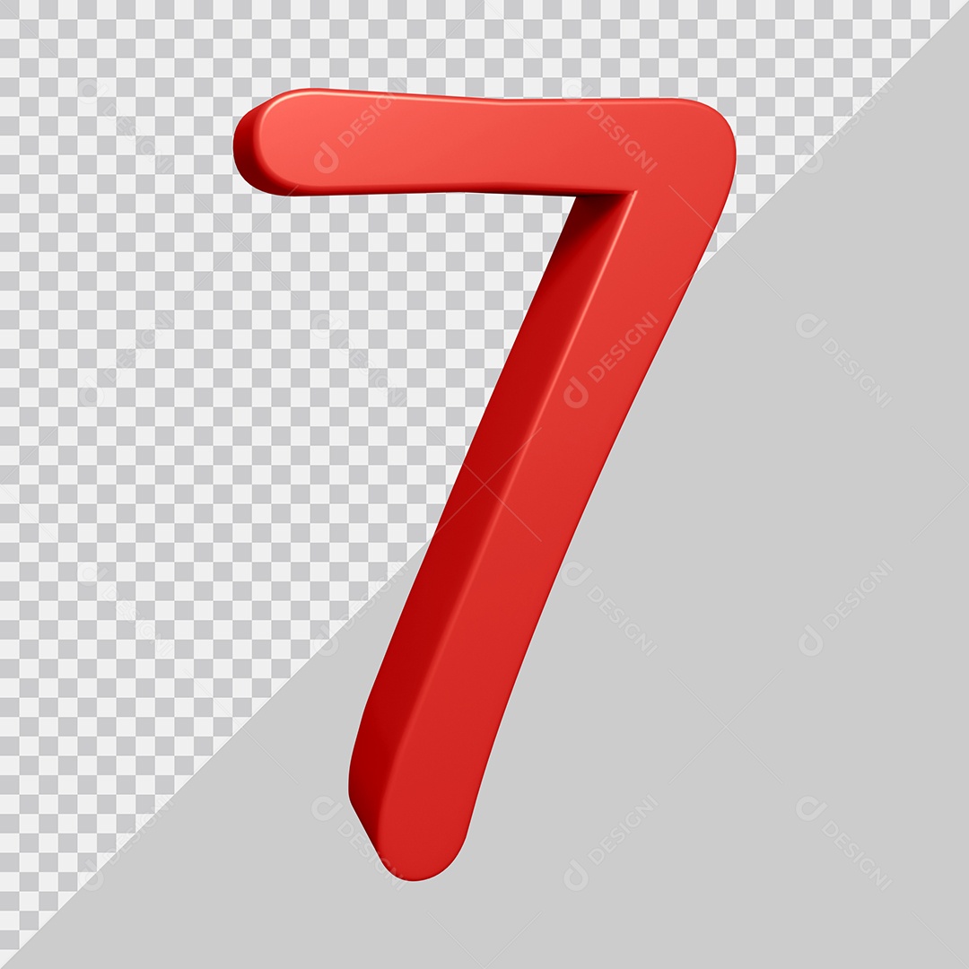Elemento 3D Para Composição Número 7 Vermelha PSD