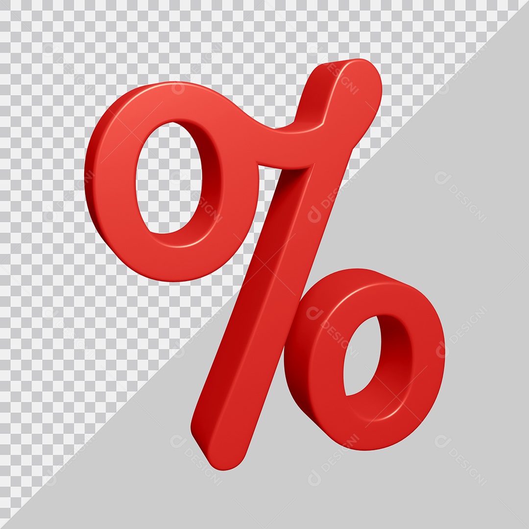 Elemento 3D Para Composição Símbolo de Porcentagem Vermelha PSD