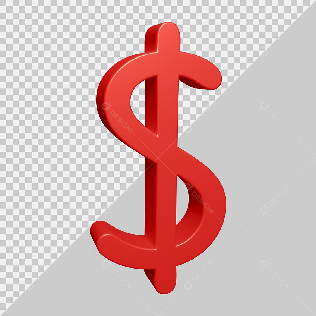 Elemento 3D Para Composição Símbolo do dólar $ Vermelha PSD