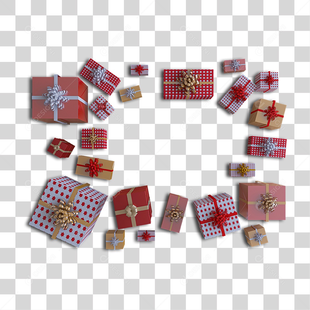 Caixas de Presentes Natalinos PNG Transparente
