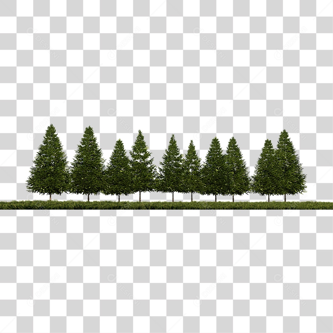 Grandes Árvores na Grama PNG Transparente