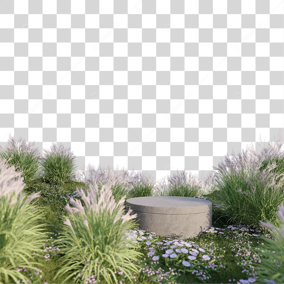 Pódio em Gramado com Plantas PNG Transparente