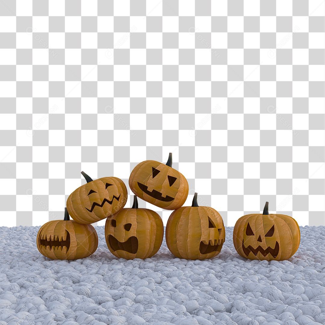 Abóboras de Halloween em Cenário PNG Transparente