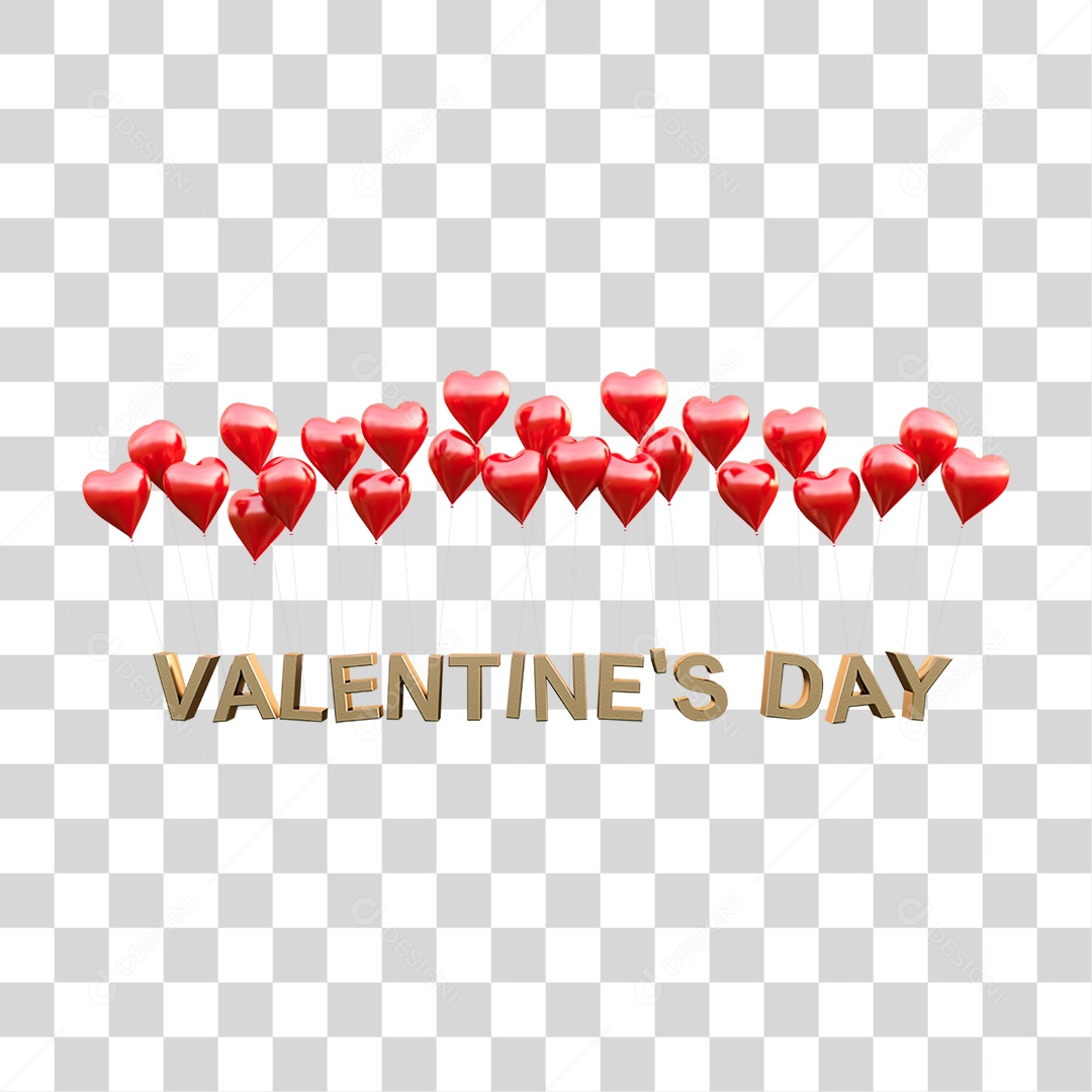 Dia dos Namorados Corações de Balões PNG Transparente