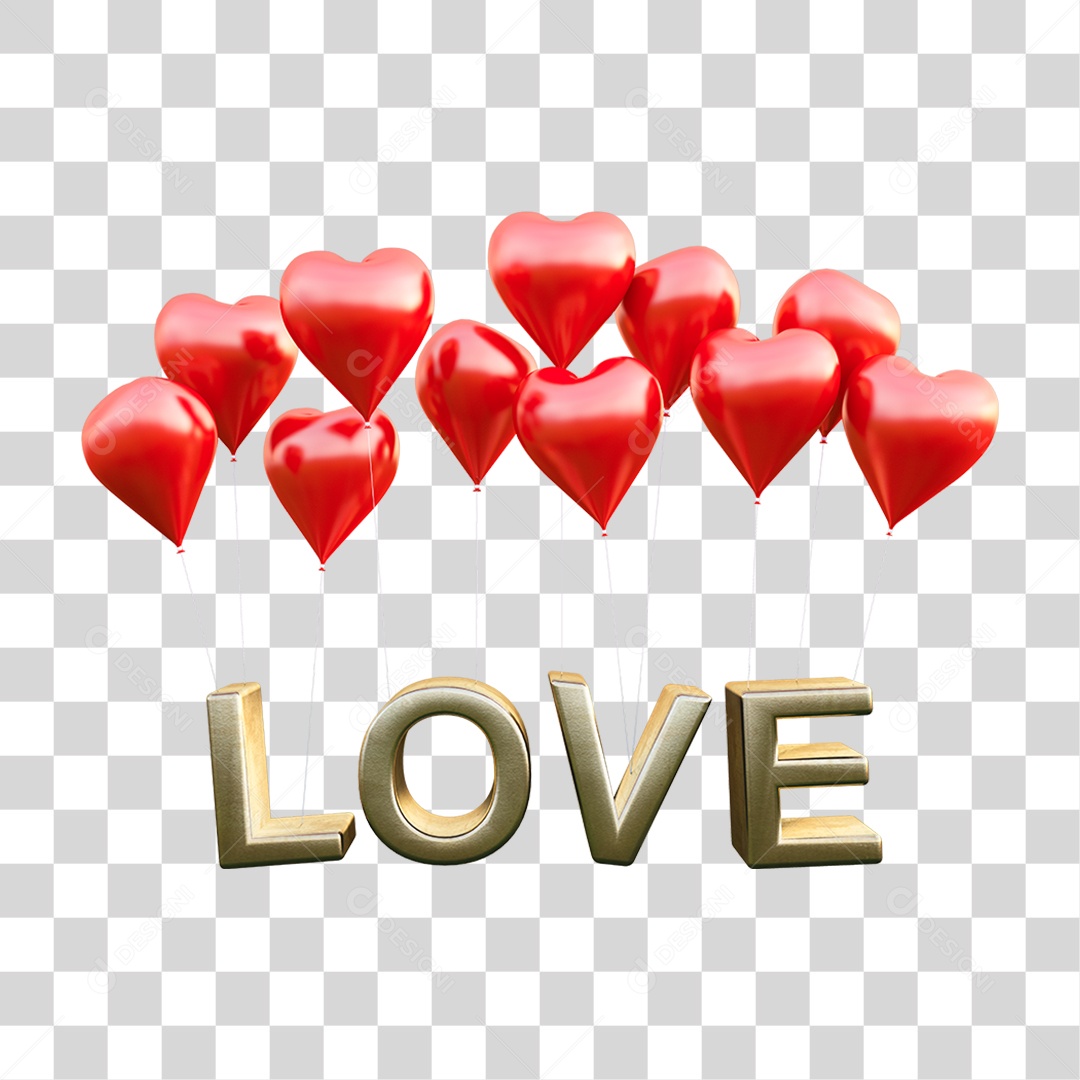 Dia dos Namorados Corações de Balões PNG Transparente