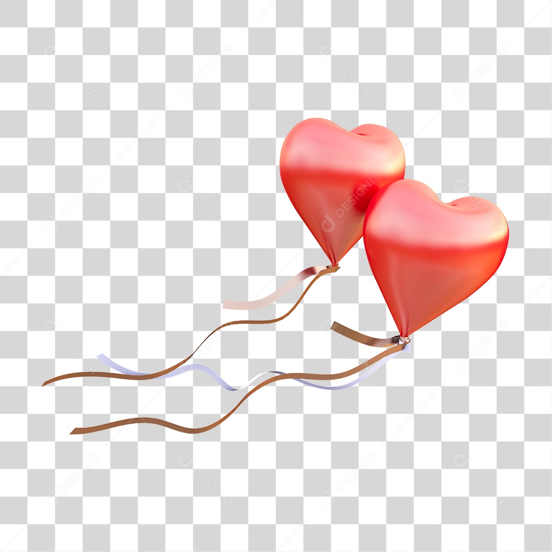 Dia dos Namorados Corações de Balões PNG Transparente