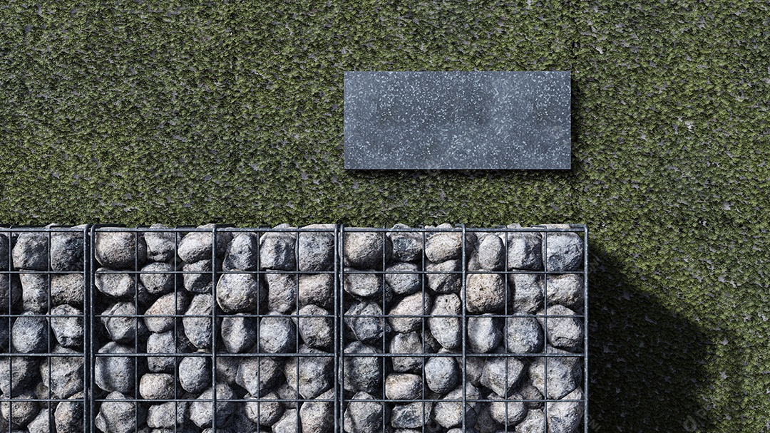 Uma imagem de renderização 3d do sinal em branco de metal na parede de concreto rachado.