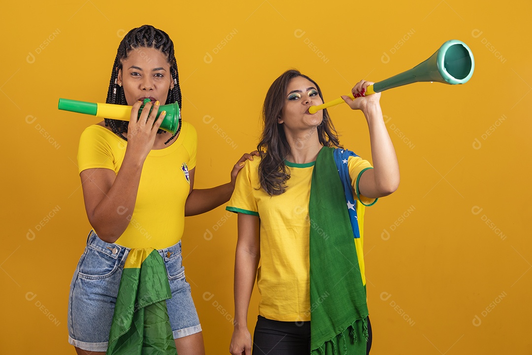 Mulheres jovens brasileiras torcedoras do brasil futebol