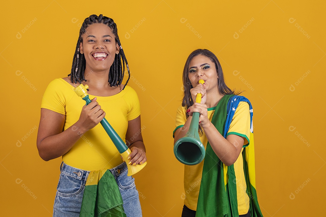 Mulheres jovens brasileiras torcedoras do brasil futebol
