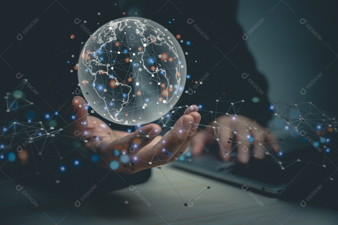 telefone móvel Conexão com a rede global Internet, negócios, iot, tecnologia de big data comunicação inovação